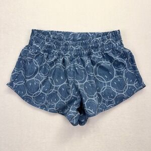 OFFLINE by Aerie Smiley Face Denim Shorts Womens Small Blue Low Rise Active